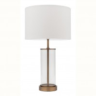 Mercator-Sonya Table Lamp with Aged Brass Metal and Clear Glass Base - White